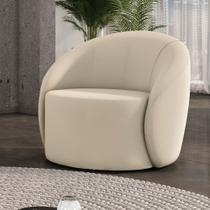 Poltrona Decorativa Orgânica Giratória Lua Veludo Bege D03 - D'Rossi