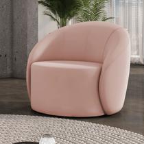 Poltrona Decorativa Orgânica Giratória Lua Veludo Rosê D03 - D'Rossi