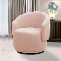 Poltrona Decorativa Orgânica Giratória Névoa Bouclê Rosê E03 - D'Rossi