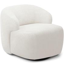 Poltrona Decorativa Orgânica Giratória Para Sala Living Barolo L06 Bouclê Branco - Lyam Decor