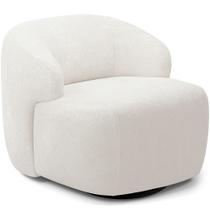 Poltrona Decorativa Orgânica Giratória Para Sala Living Barolo L06 Bouclê Branco - Lyam Decor
