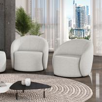 Poltrona Decorativa Orgânica Kit 2 Lua Linho Cinza D03 - D'Rossi