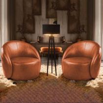 Poltrona Decorativa Orgânica Kit 2 Lua Sintético Pu D03 - D'rossi Bege
