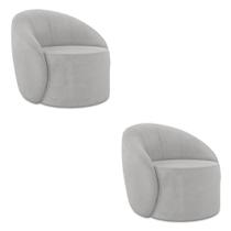 Poltrona Decorativa Orgânica Kit 2 Lua Suede Cinza D03 - D'rossi