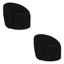 Poltrona Decorativa Orgânica Kit 2 Lua Suede Preto D03 - D'rossi Poltrona Decorativa Orgânica Kit 2 Lua Suede Preto D03 - D'rossi