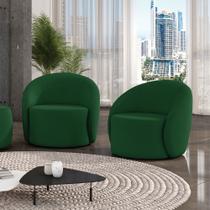 Poltrona Decorativa Orgânica Kit 2 Lua Suede Verde D03 - D'Rossi