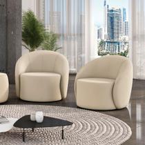 Poltrona Decorativa Orgânica Kit 2 Lua Veludo D03 - D'rossi Mostarda