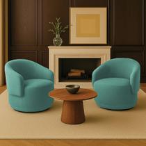 Poltrona Decorativa Orgânica kit 2 Névoa Bouclê Azul Turquesa E03 - D'Rossi
