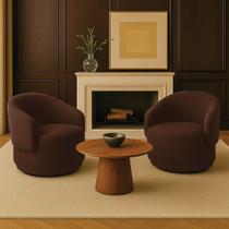 Poltrona Decorativa Orgânica kit 2 Névoa Bouclê Marrom E03 - D'Rossi