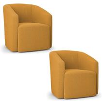 Poltrona Decorativa Orgânica Kit 2 Stella Max Bouclê Mostarda D03 - D'rossi