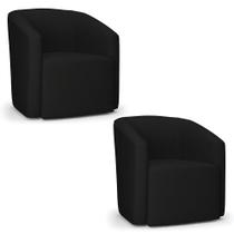 Poltrona Decorativa Orgânica Kit 2 Stella Max Linho Preto D03 - D'rossi