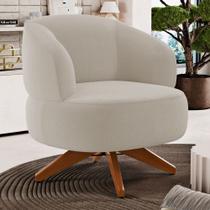 Poltrona Decorativa Orgânica Living Have Base Madeira Giratória Bouclê Bege - Abmaza