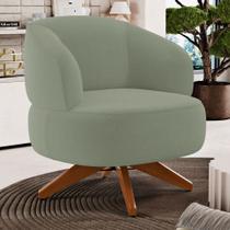 Poltrona Decorativa Orgânica Living Have Base Madeira Giratória Bouclê Verde Oliva - Abmaza Poltrona Decorativa Orgânica Living Have Base Madeira Giratória Bouclê Verde Oliva - Abmaza