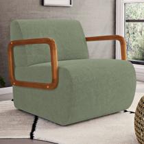 Poltrona Decorativa Orgânica Living Kavya Bouclê Verde Oliva - Desk Design