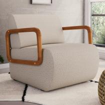 Poltrona Decorativa Orgânica Living Kavya Linho Bege - Desk Design