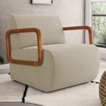 Poltrona Decorativa Orgânica Living Kavya Veludo Bege - Desk Design