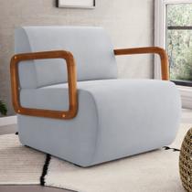 Poltrona Decorativa Orgânica Living Kavya Veludo Cinza Claro - Desk Design