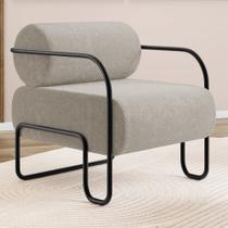 Poltrona Decorativa Orgânica Living Miska Bouclê Bege - Desk Design