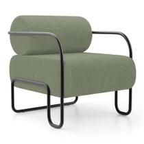 Poltrona Decorativa Orgânica Living Miska Bouclê Verde Oliva - Abmaza