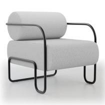 Poltrona Decorativa Orgânica Living Miska Linho Cinza Claro - Abmaza
