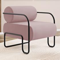 Poltrona Decorativa Orgânica Living Miska Veludo Rosê - Desk Design