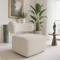 Poltrona Decorativa Orgânica Maya Veludo Ferro Dourado - Pallazio
