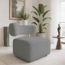 Poltrona Decorativa Orgânica Maya Veludo Grafite Ferro Dourado - Pallazio Poltrona Decorativa Orgânica Maya Veludo Grafite Ferro Dourado - Pallazio