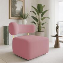 Poltrona Decorativa Orgânica Maya Veludo Rosé Ferro Dourado - Pallazio Poltrona Decorativa Orgânica Maya Veludo Rosé Ferro Dourado - Pallazio