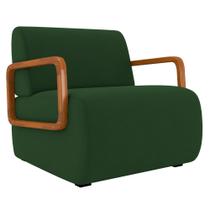 Poltrona Decorativa Orgânica para Sala Belarus K04 Veludo Verde Musgo - Mpozenato