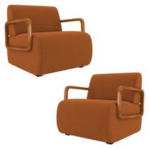 Poltrona Decorativa Orgânica para Sala Kit 2 Belarus K04 Veludo Telha - Mpozenato Poltrona Decorativa Orgânica para Sala Kit 2 Belarus K04 Veludo Telha - Mpozenato