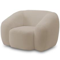 Poltrona Decorativa Orgânica Para Sala Living Emery M05 Bouclê Creme - Lyam Decor