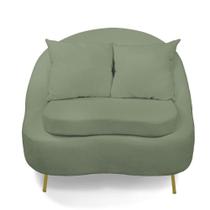 Poltrona Decorativa Orgânica Pé Ferro Dourado Zaya Bouclê Menta C05 - D'rossi Poltrona Decorativa Orgânica Pé Ferro Dourado Zaya Bouclê Menta C05 - D'rossi