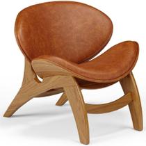 Poltrona Decorativa Orgânica Sala Living Kadosh L02 material sintético Camel