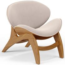 Poltrona Decorativa Orgânica Sala Living Kadosh L02 Suede Bege - Lyam Decor