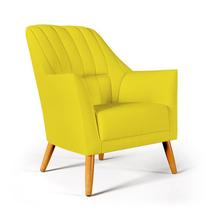 Poltrona Decorativa Orion Bordada Sued Amarelo Aradecor