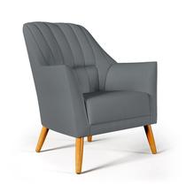 Poltrona Decorativa Orion Bordada Sued Cinza Aradecor