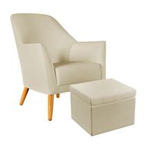 Poltrona Decorativa Orion com Puff Quasar Sued Bege Aradecor