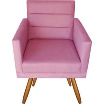 Poltrona Decorativa Para Ambientes Luxer Suede Rosa