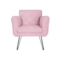 Poltrona Decorativa Para Recepção Com Pés de Ferro Isabella Corano Rosa Bebe - DL Decor