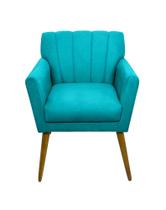 Poltrona Decorativa Para Recepção Escritório Salão Sala Clinica Estética Iza - Sued Azul Turquesa Poltrona Decorativa Para Recepção Escritório Salão Sala Clinica Estética Iza - Sued Azul Turquesa