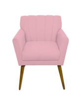 Poltrona Decorativa Para Recepção Escritório Salão Sala Clinica Estética Iza - Sued Rosa Claro Poltrona Decorativa Para Recepção Escritório Salão Sala Clinica Estética Iza - Sued Rosa Claro