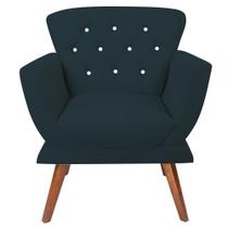 Poltrona Decorativa Para Recepção Escritório Salão Sala Estar Jantar Florença Botão Strass - Sued Azul Marinho Poltrona Decorativa Para Recepção Escritório Salão Sala Estar Jantar Florença Botão Strass - Sued Azul Marinho
