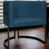 Poltrona Decorativa para Recepção Luna Suede Base de Ferro Preta