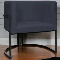 Poltrona Decorativa para Recepção Luna Suede Base de Ferro Preta