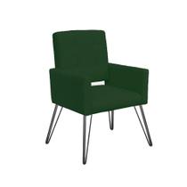 Poltrona Decorativa Para Recepção Pés de Ferro Camila Suede Verde - DL Decor