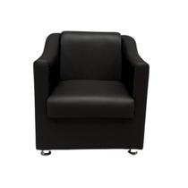 Poltrona Decorativa Para Recepção Sofia material sintético Preta