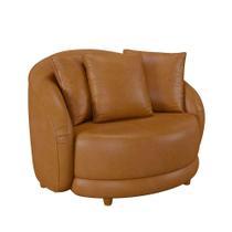 Poltrona Decorativa Para Sala 122cm Pés Madeira Kaly M22 Sintético Caramelo - Mpozenato Poltrona Decorativa Para Sala 122cm Pés Madeira Kaly M22 Sintético Caramelo - Mpozenato