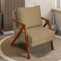 Poltrona Decorativa Para Sala Cadeira Reforçada Shine Madeira Maciça Suede