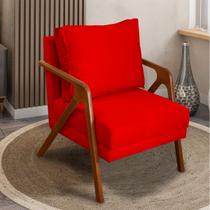 Poltrona Decorativa Para Sala Cadeira Reforçada Shine Madeira Maciça Suede - Clique & Decore