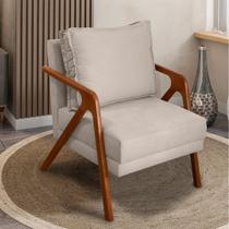 Poltrona Decorativa Para Sala Cadeira Reforçada Shine Madeira Maciça Suede Cores - Clique & Decore